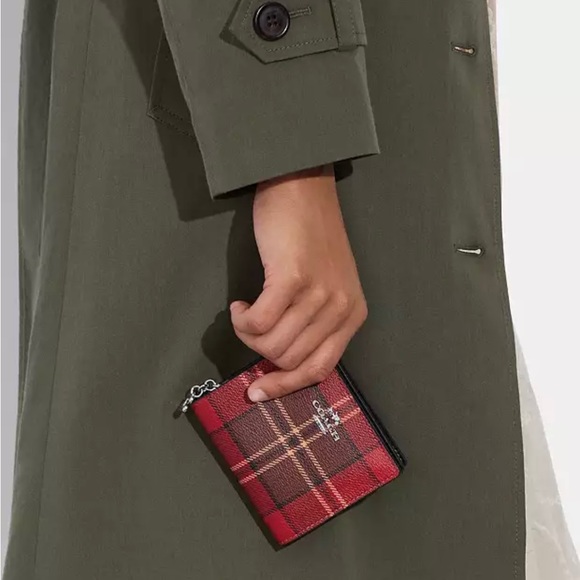COACH Snap Wallet Tartan Plaid - Picture 3 of 8